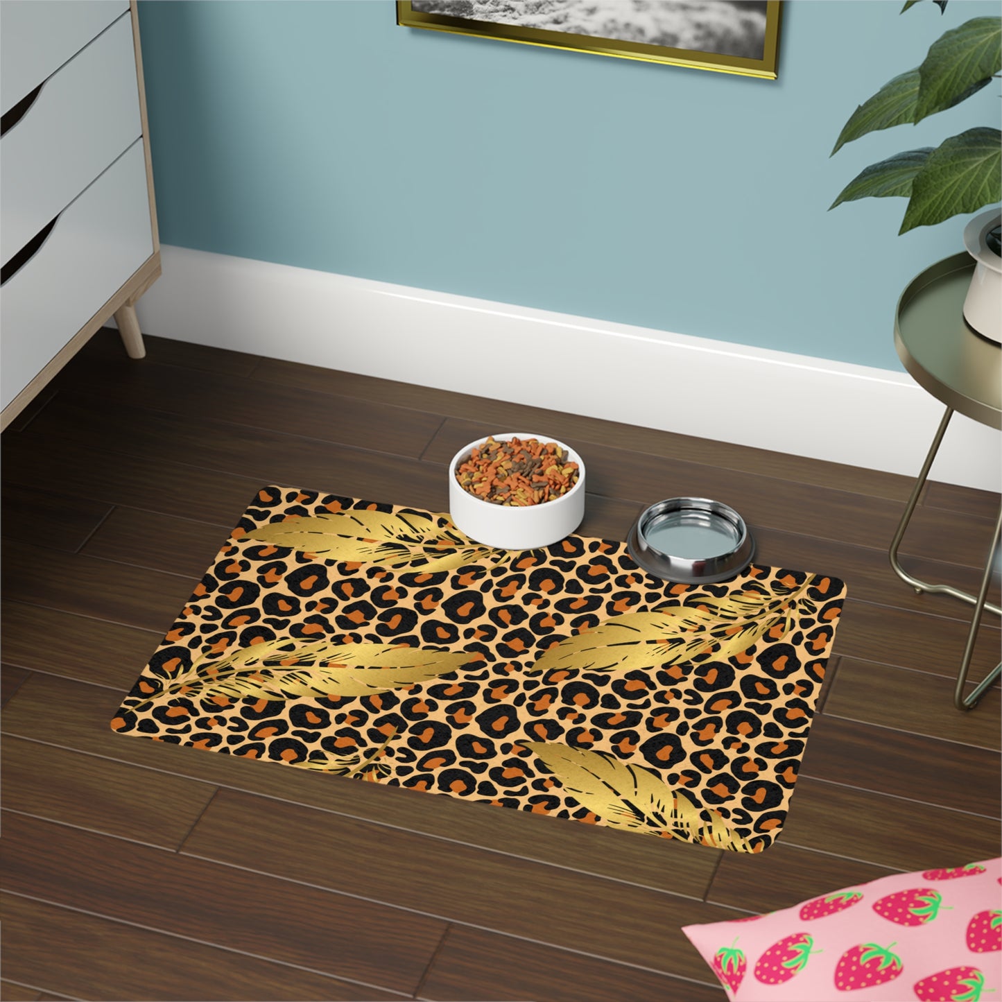 Pet Food Mat (12x18) Feather Leopard