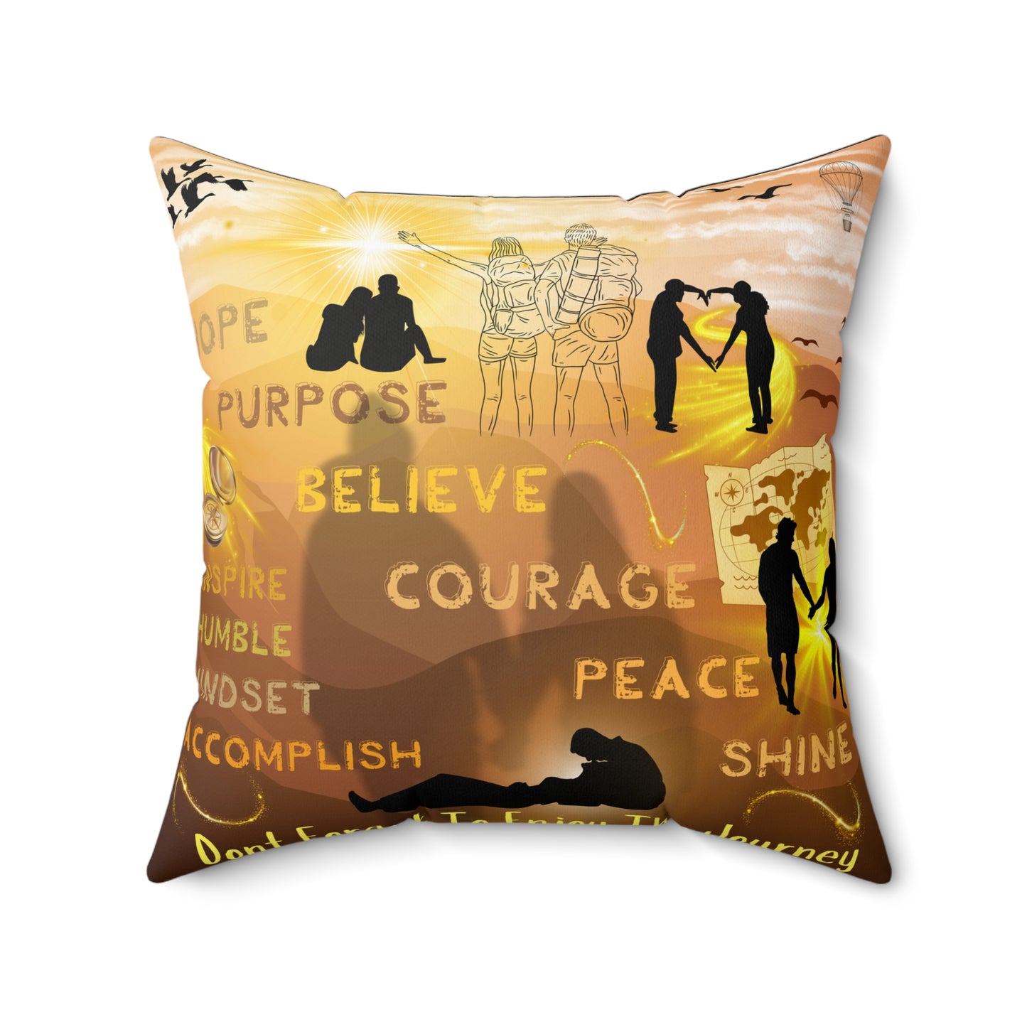 Enjoy The Journey Spun Polyester Square Pillow