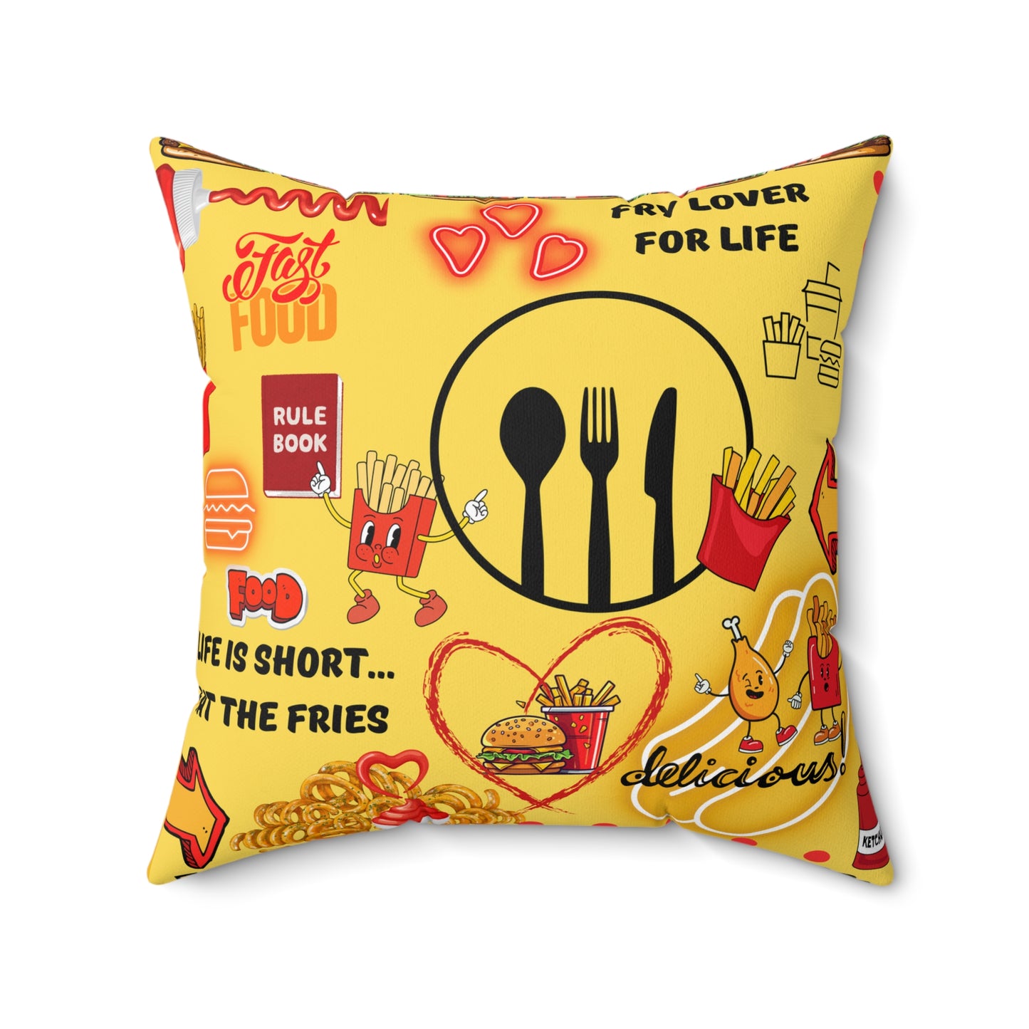 Eat The Fries Spun Polyester Square Pillow