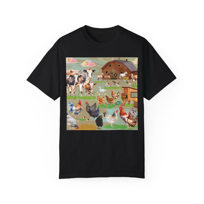 Springtime At The Barnyard Unisex Garment-Dyed T-shirt