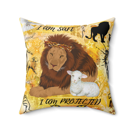 I Am Safe Spun Polyester Square Pillow