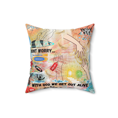 Don't Worry With God We Get Alive Spun Polyester Square Pillow