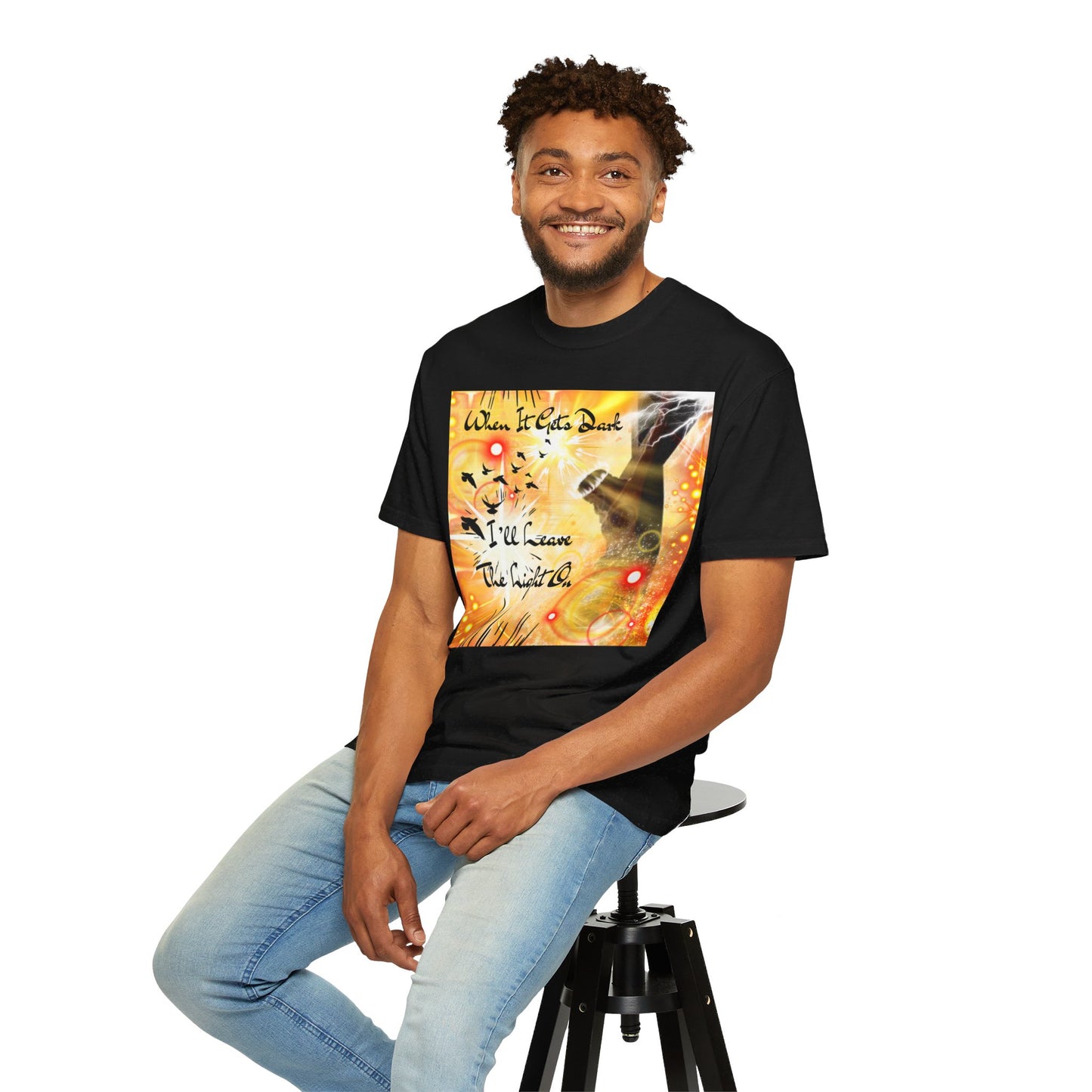 Leave The Light On Unisex Garment-Dyed T-shirt