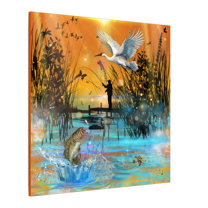 First Light First Bite - Fishing Sunset Canvas Art, Wildlife Wall Decor, Nature Lover Gift, Outdoor Adventure Home Decor, Multi-Size Fish Print