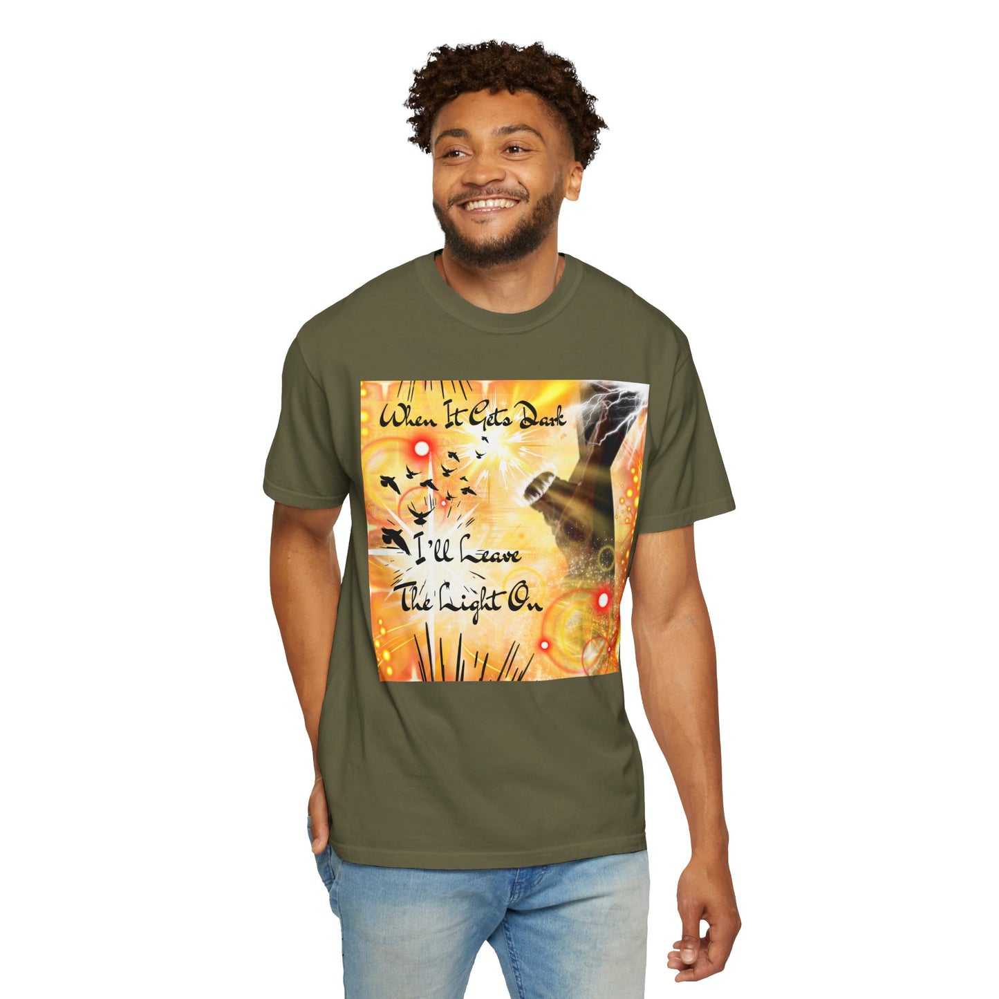 Leave The Light On Unisex Garment-Dyed T-shirt