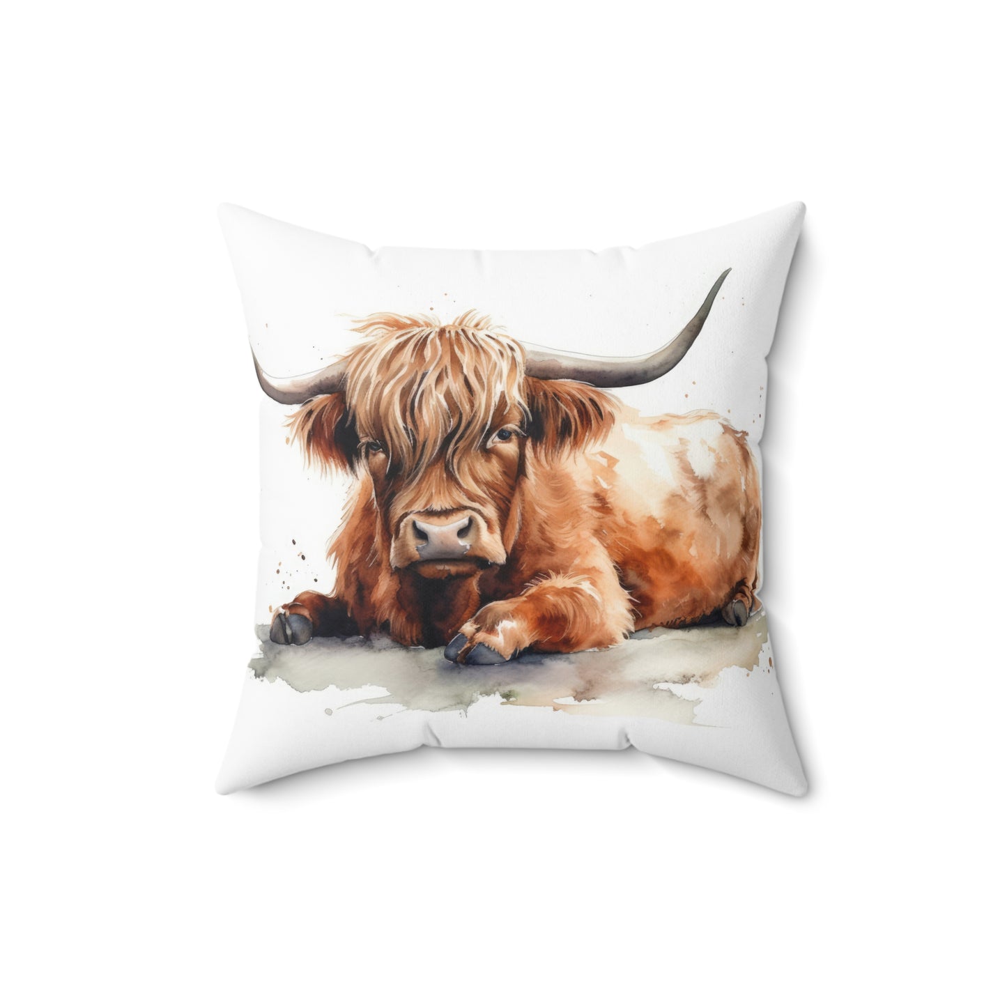 Spun Polyester Square Pillow Highland Cow 2