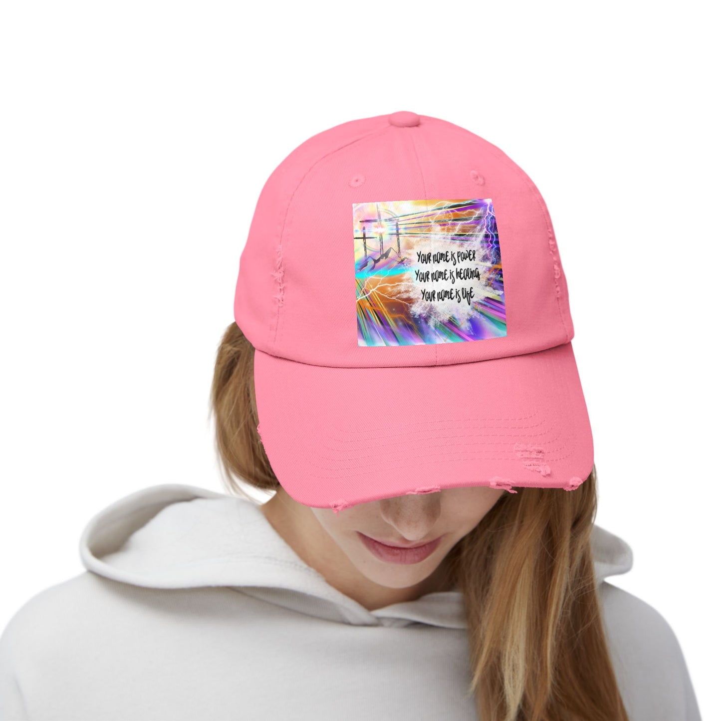 Your Name Unisex Distressed Cap