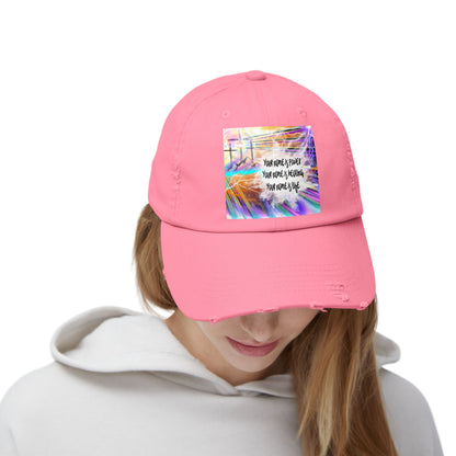 Your Name Unisex Distressed Cap