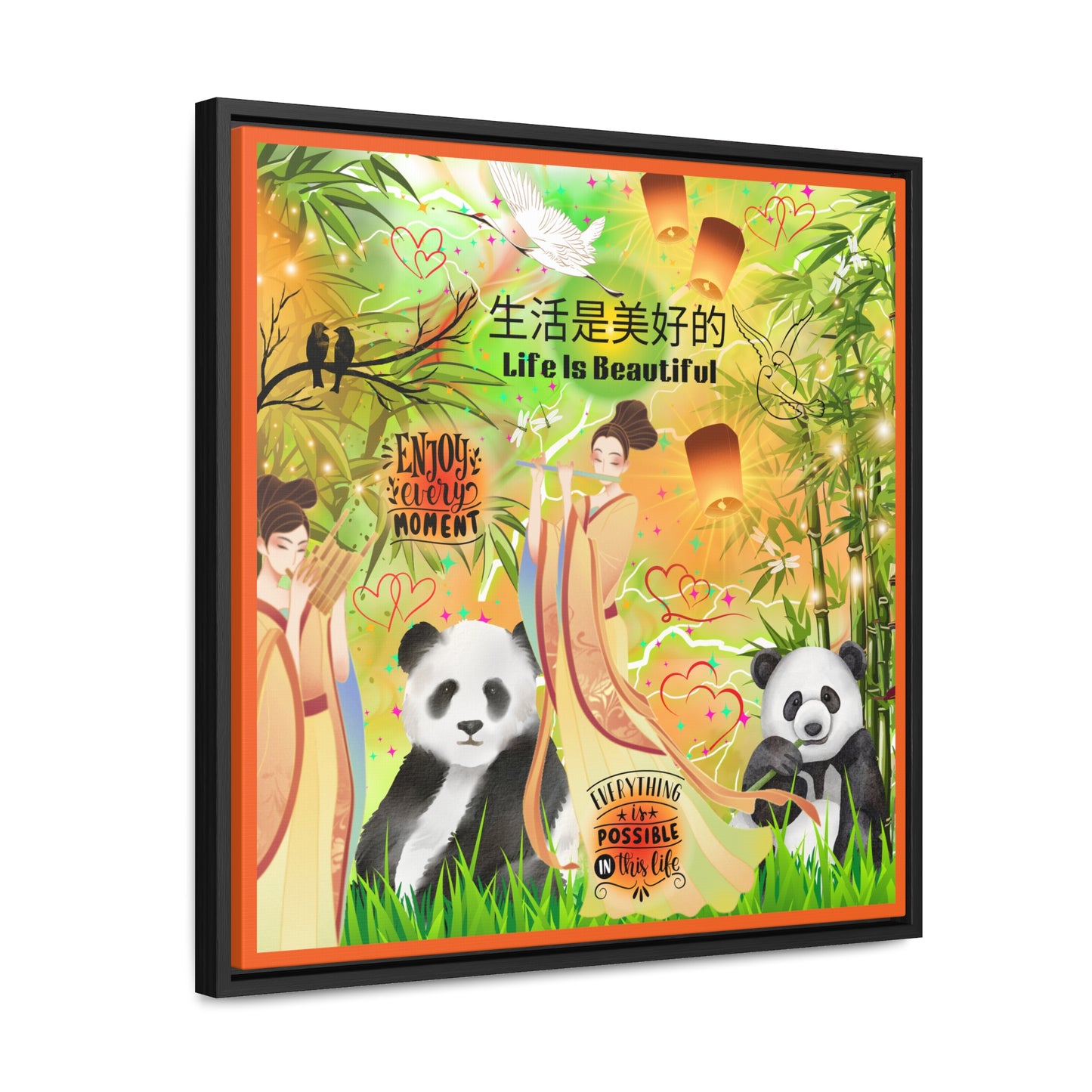 Life Is Beautiful Chinese Gallery Canvas Wraps, Square Frame