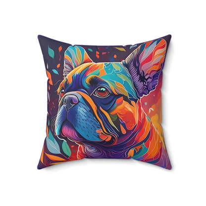 Frenchie In Color Spun Polyester Square Pillow