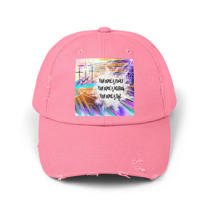 Your Name Unisex Distressed Cap