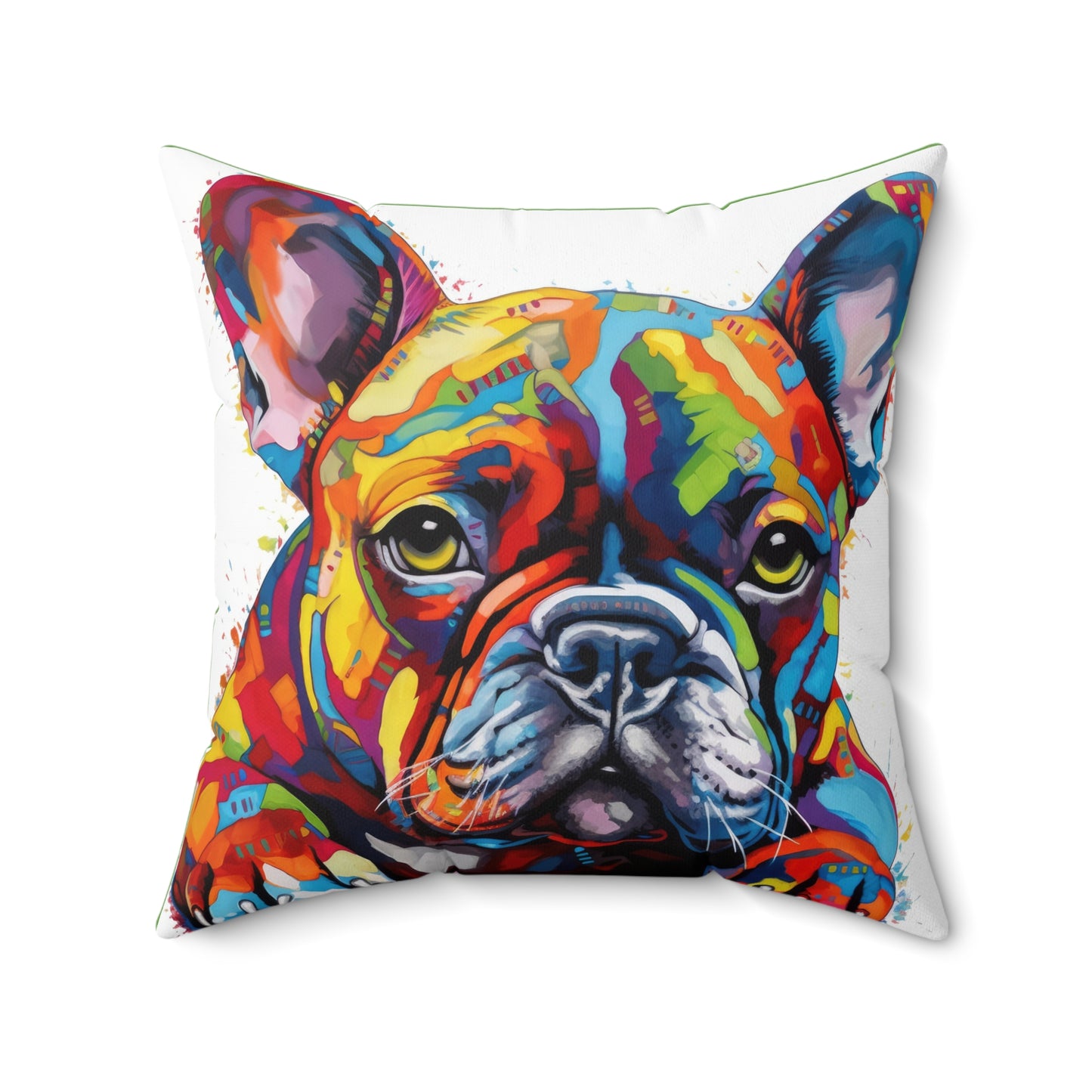 Frenchie In Color 3 Spun Polyester Square Pillow