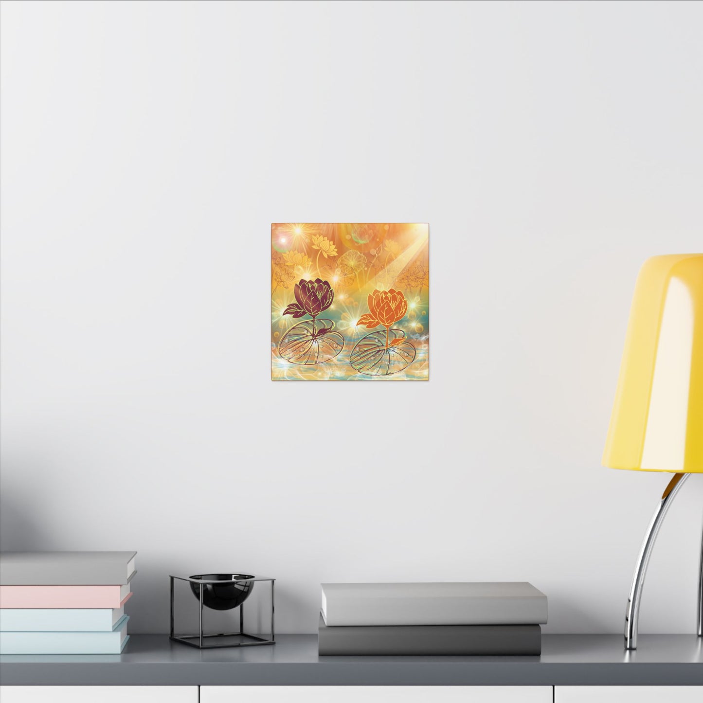 Morning Dew- Lotus Blossom Stretched Canvas Art Print, Vibrant Wall Decor, Meditation Room Artwork, Floral Home Decoration, Gift for Yoga Lovers