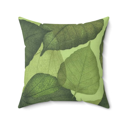 Spun Polyester Square Pillow Green Leaves