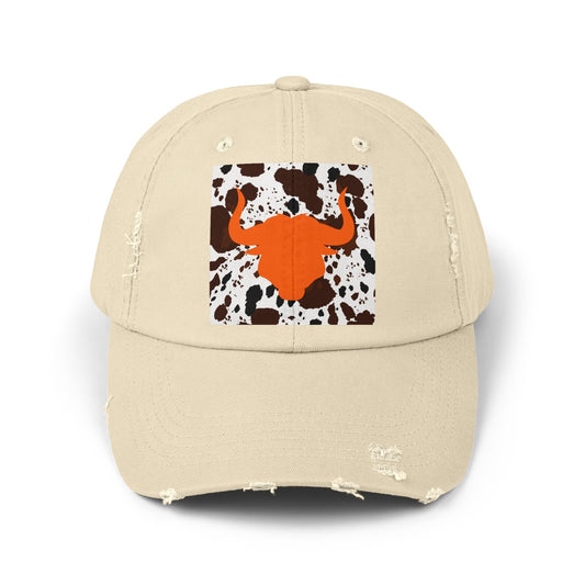 Cow 3 Unisex Distressed Cap