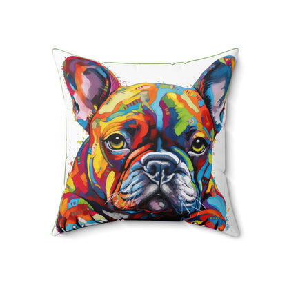 Frenchie In Color 3 Spun Polyester Square Pillow