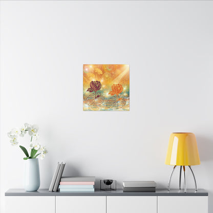 Morning Dew- Lotus Blossom Stretched Canvas Art Print, Vibrant Wall Decor, Meditation Room Artwork, Floral Home Decoration, Gift for Yoga Lovers