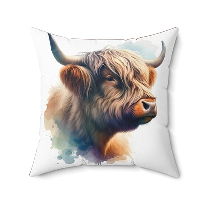 Spun Polyester Square Pillow Highland Cow 4