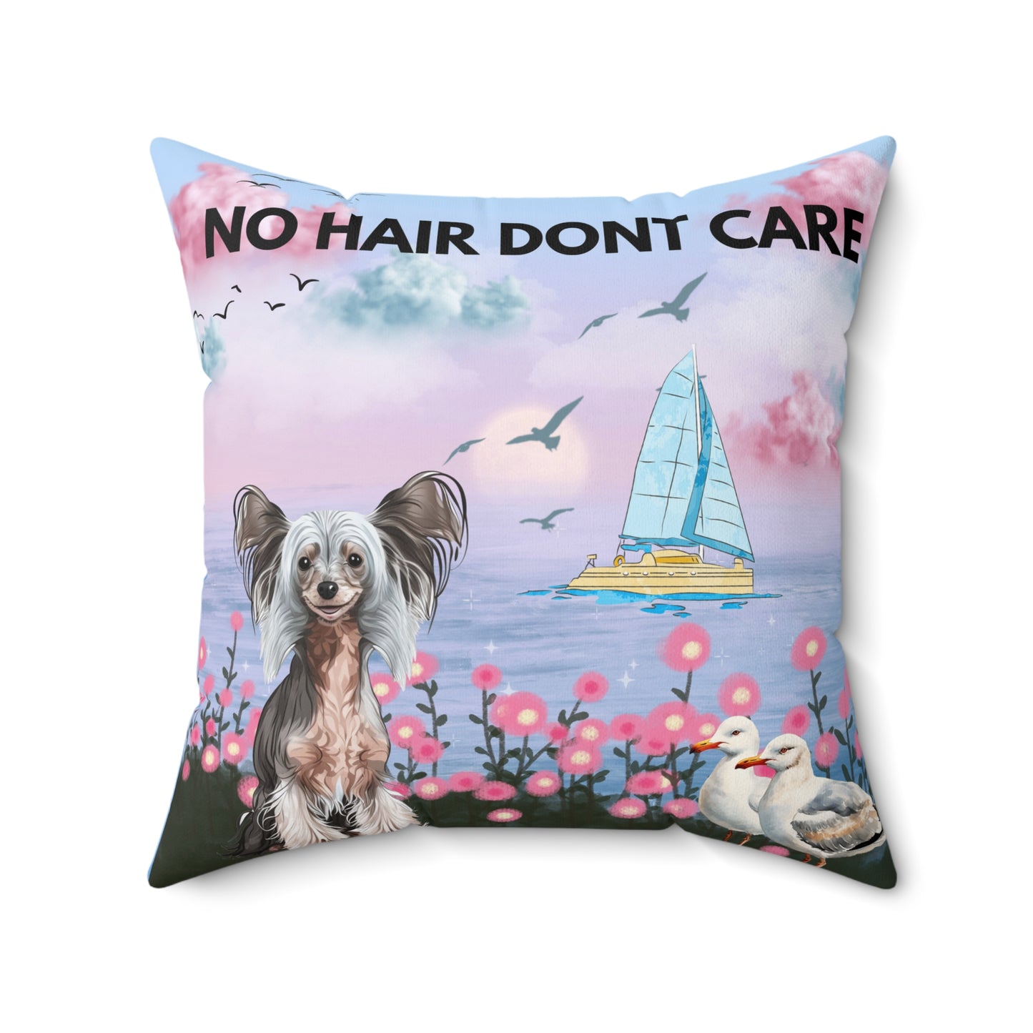 No Hair Don't Care Spun Polyester Square Pillow