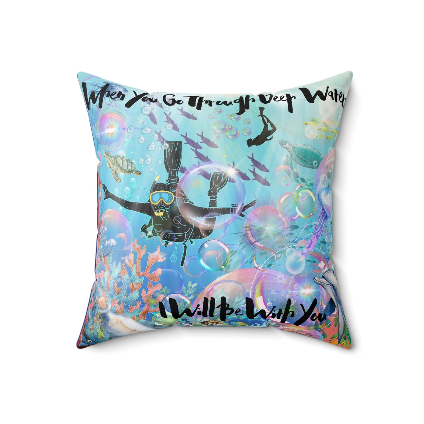 I Will Be With You Spun Polyester Square Pillow