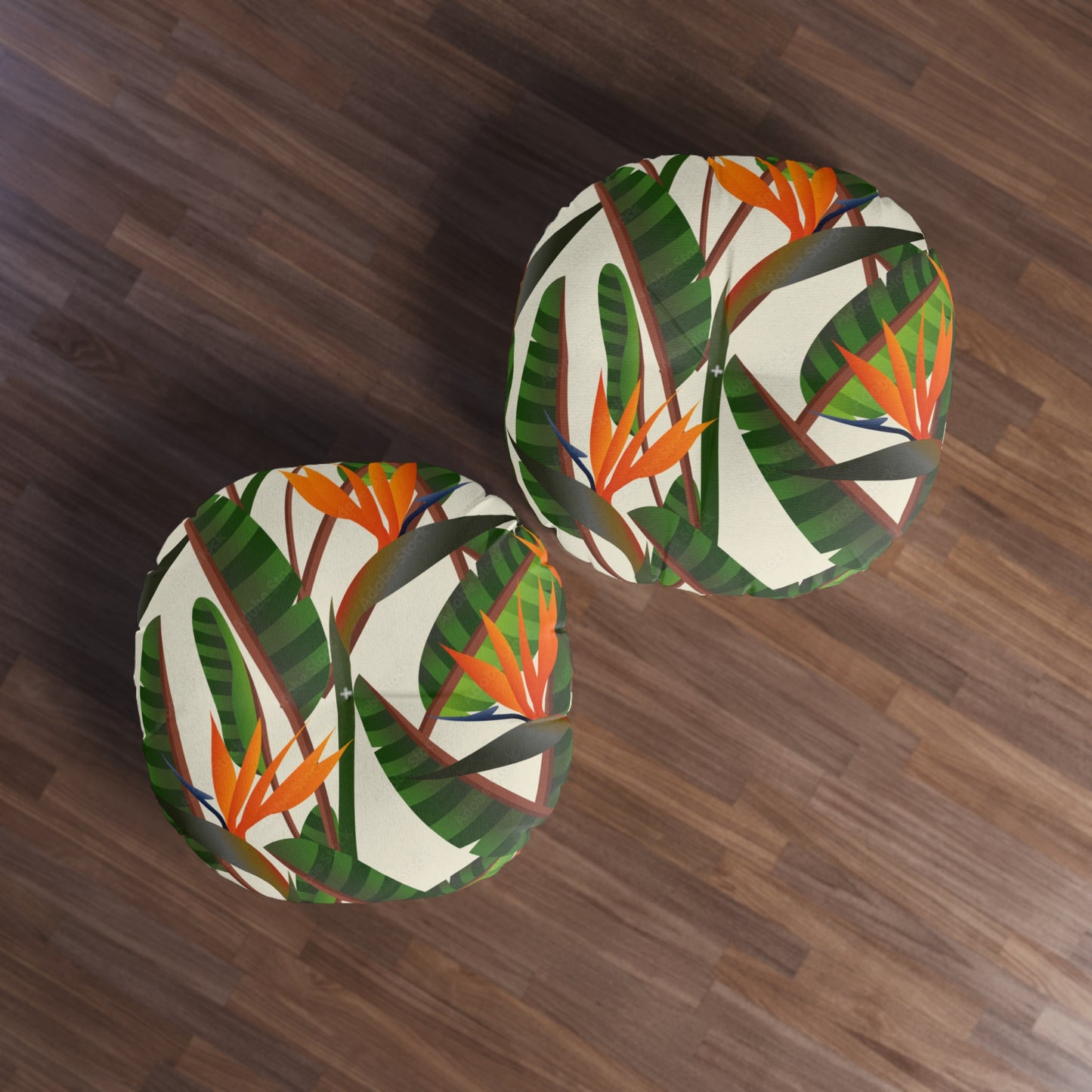 Tufted Floor Pillow, Round Bird Of Paradise