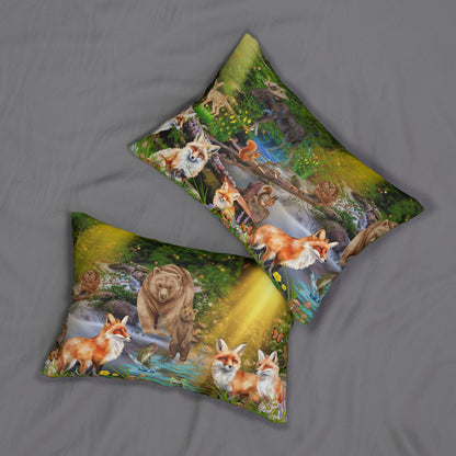 Foxes And Forest Friends Spun Polyester Lumbar Pillow