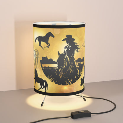 Cowgirl Country Tripod Lamp with High-Res Printed Shade, US\CA plug