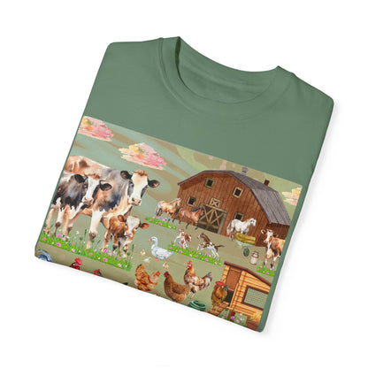 Springtime At The Barnyard Unisex Garment-Dyed T-shirt