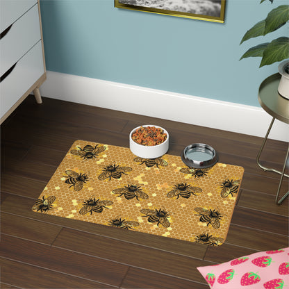 Pet Food Mat (12x18) Bee Yellow