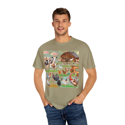 Springtime At The Barnyard Unisex Garment-Dyed T-shirt