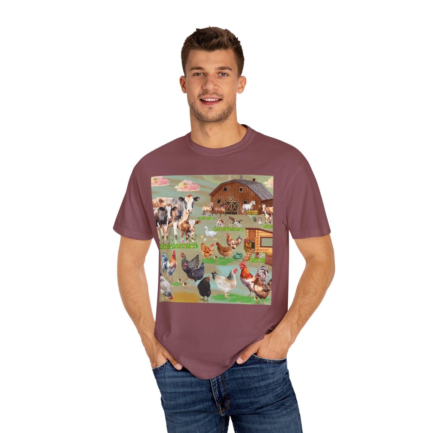 Springtime At The Barnyard Unisex Garment-Dyed T-shirt