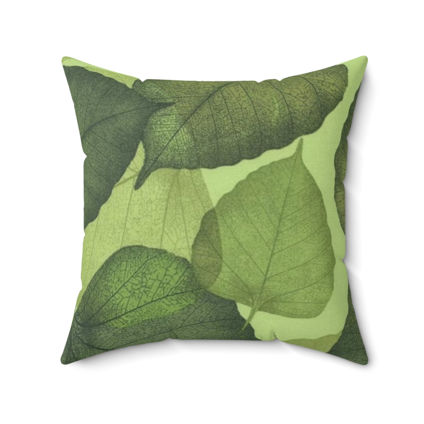 Spun Polyester Square Pillow Green Leaves