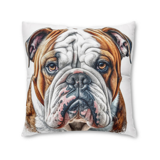 Tufted Floor Pillow, Square English Bulldog