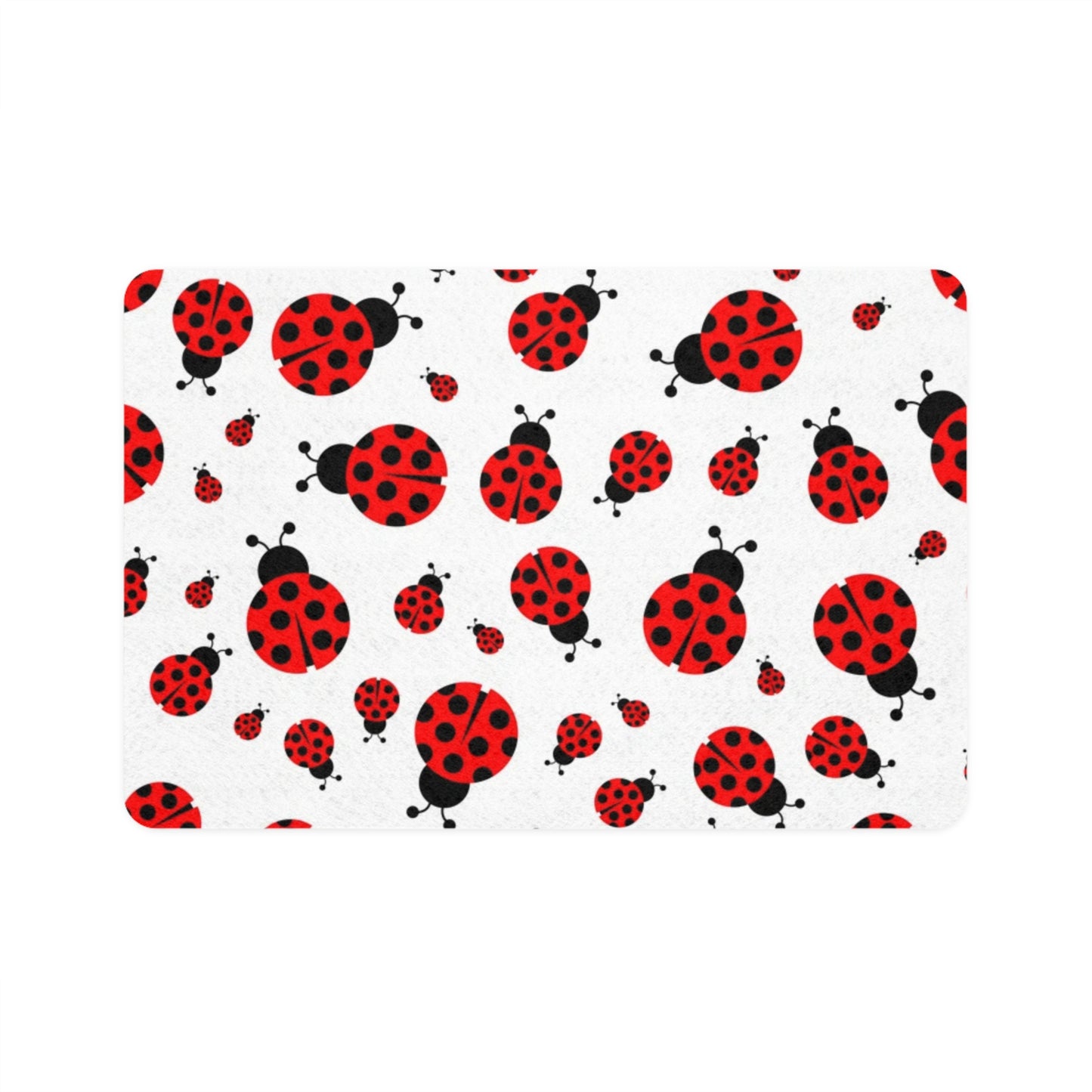 Pet Food Mat (12x18) Ladybugs Red