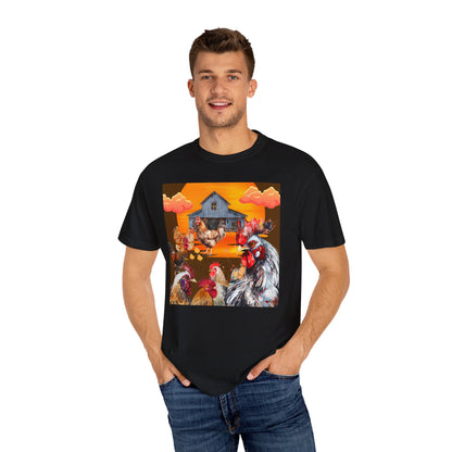 Chickens At Sunset Unisex Garment-Dyed T-shirt