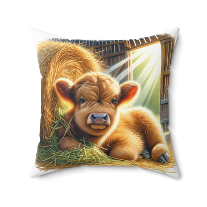 Spun Polyester Square Pillow HIghland Calf