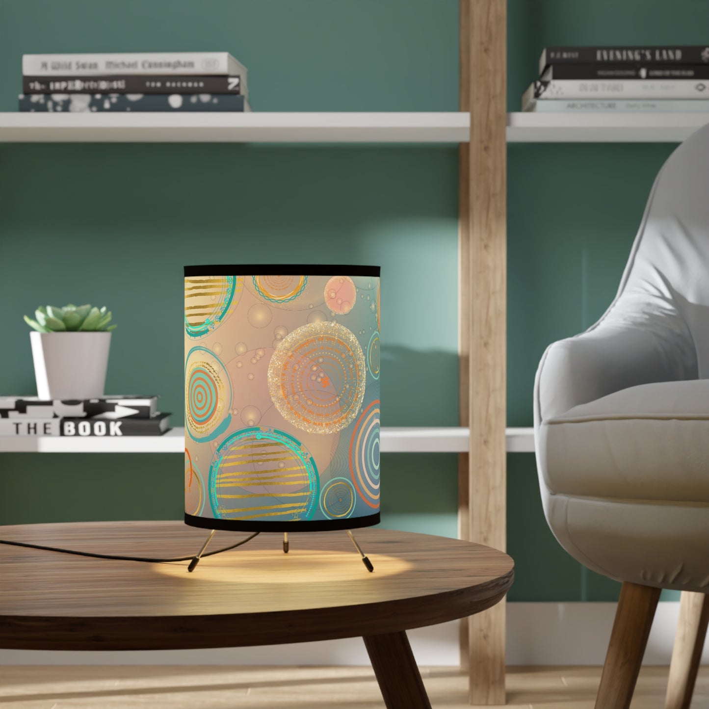 Tranquil Circles Tripod Lamp with High-Res Printed Shade, US\CA plug