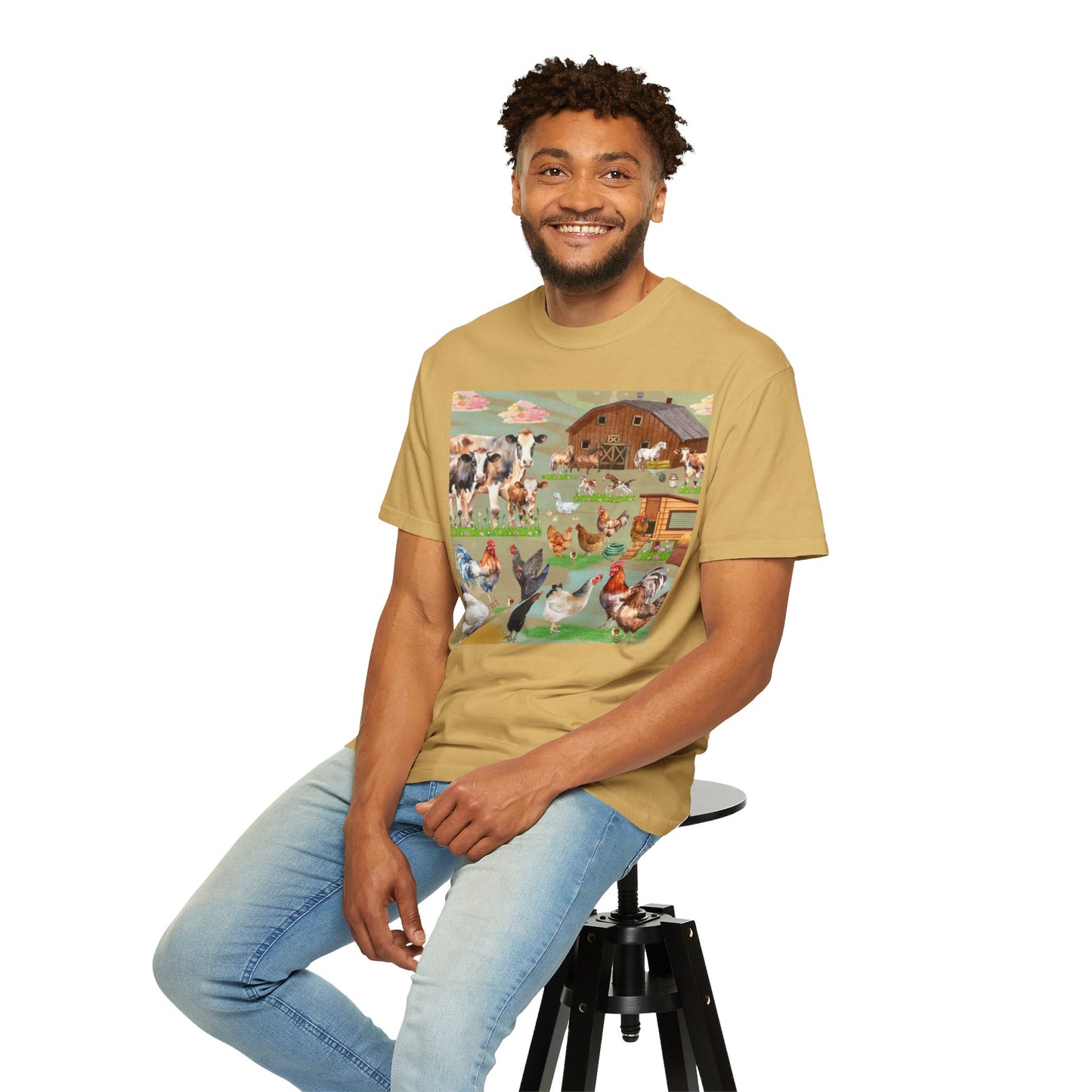 Springtime At The Barnyard Unisex Garment-Dyed T-shirt