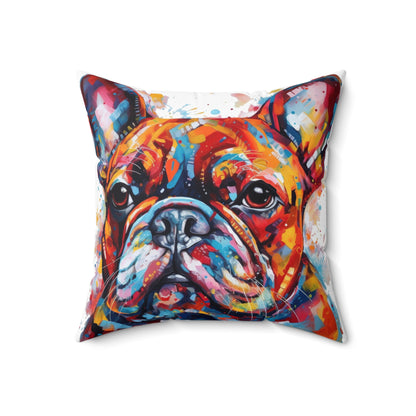 Frenchie In Color 5 Spun Polyester Square Pillow