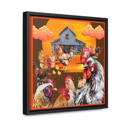 Chickens At Sunset Gallery Canvas Wraps, Square Frame