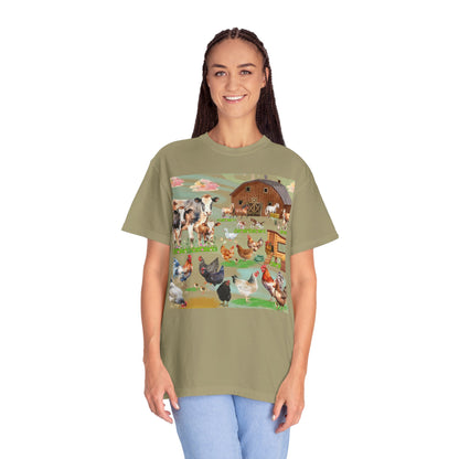 Springtime At The Barnyard Unisex Garment-Dyed T-shirt