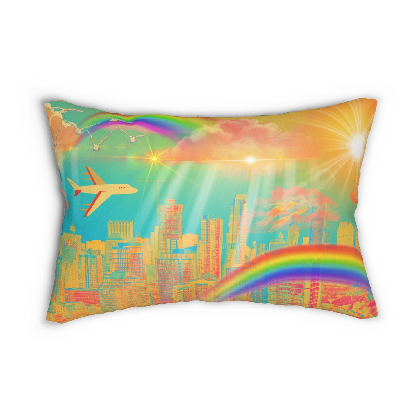 Rainbow Radiance Spun Polyester Lumbar Pillow