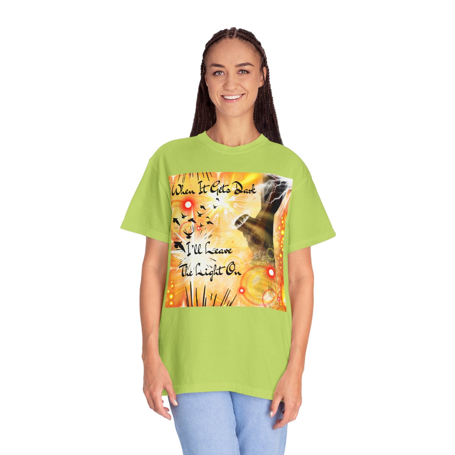 Leave The Light On Unisex Garment-Dyed T-shirt