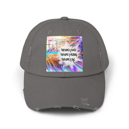 Your Name Unisex Distressed Cap