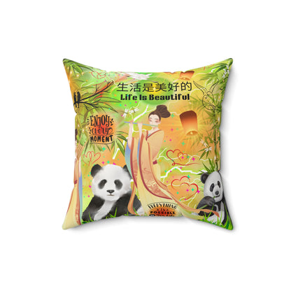 Life Is Beautiful Chinese Spun Polyester Square Pillow