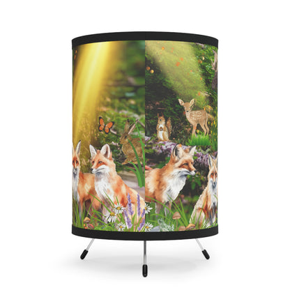 Foxes And Forest Friends Tripod Lamp with High-Res Printed Shade, US\CA plug