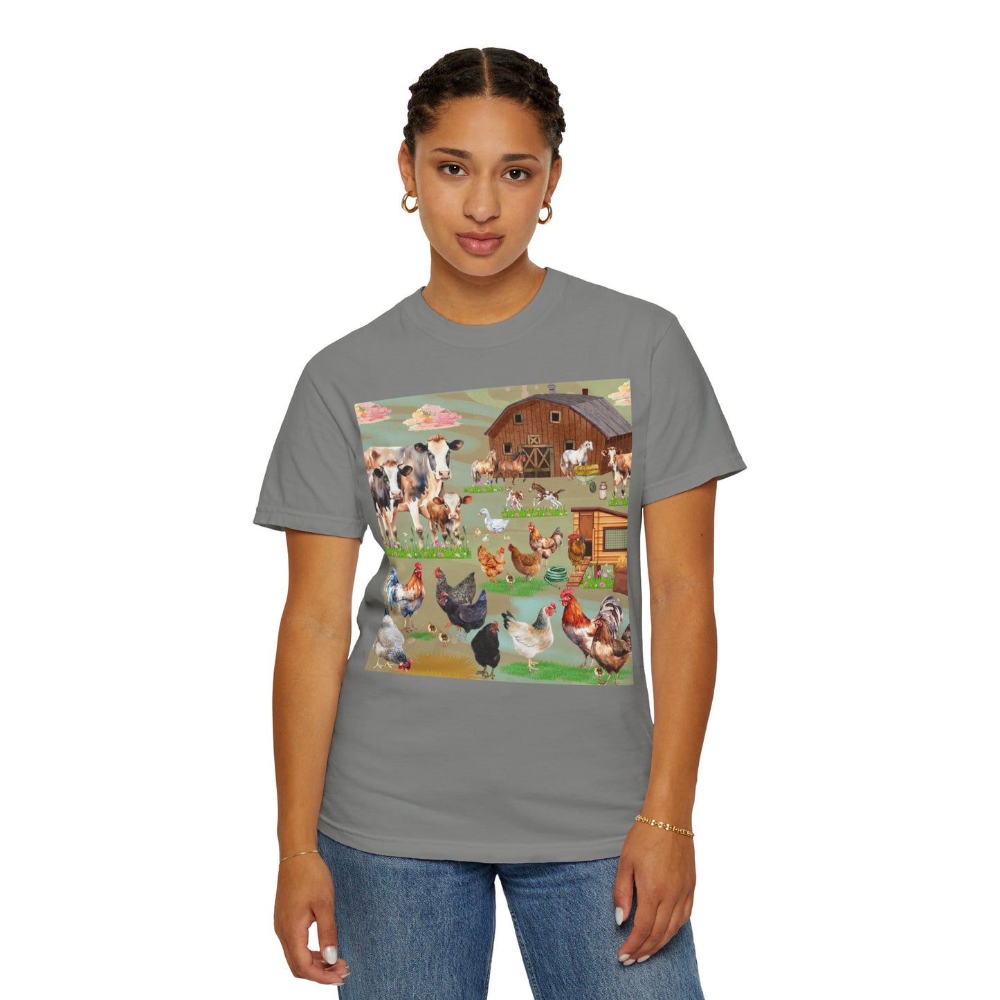 Springtime At The Barnyard Unisex Garment-Dyed T-shirt