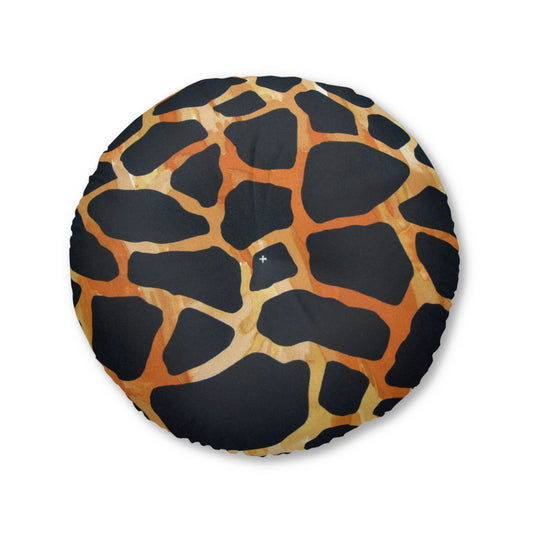 Tufted Floor Pillow, Round Giraffe