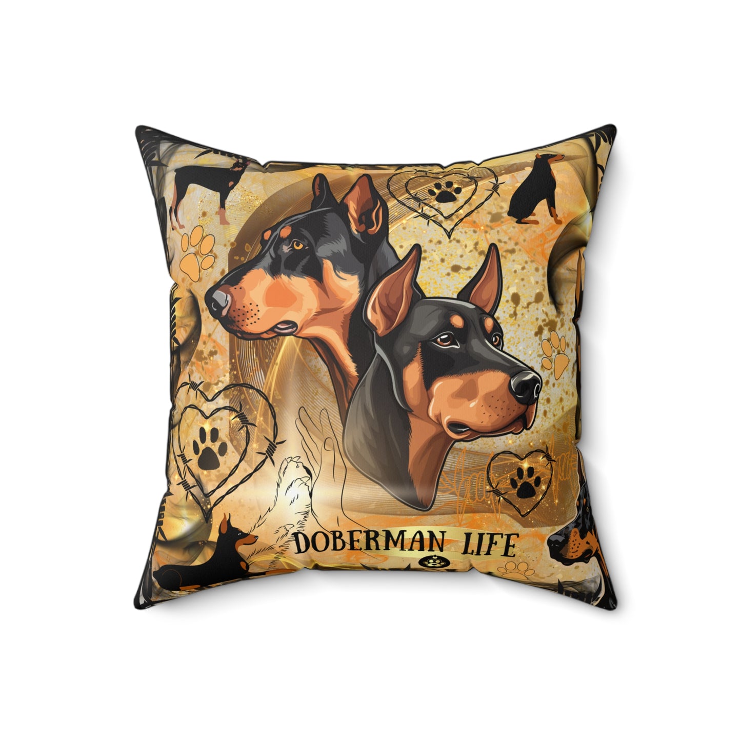 Doberman Life Spun Polyester Square Pillow