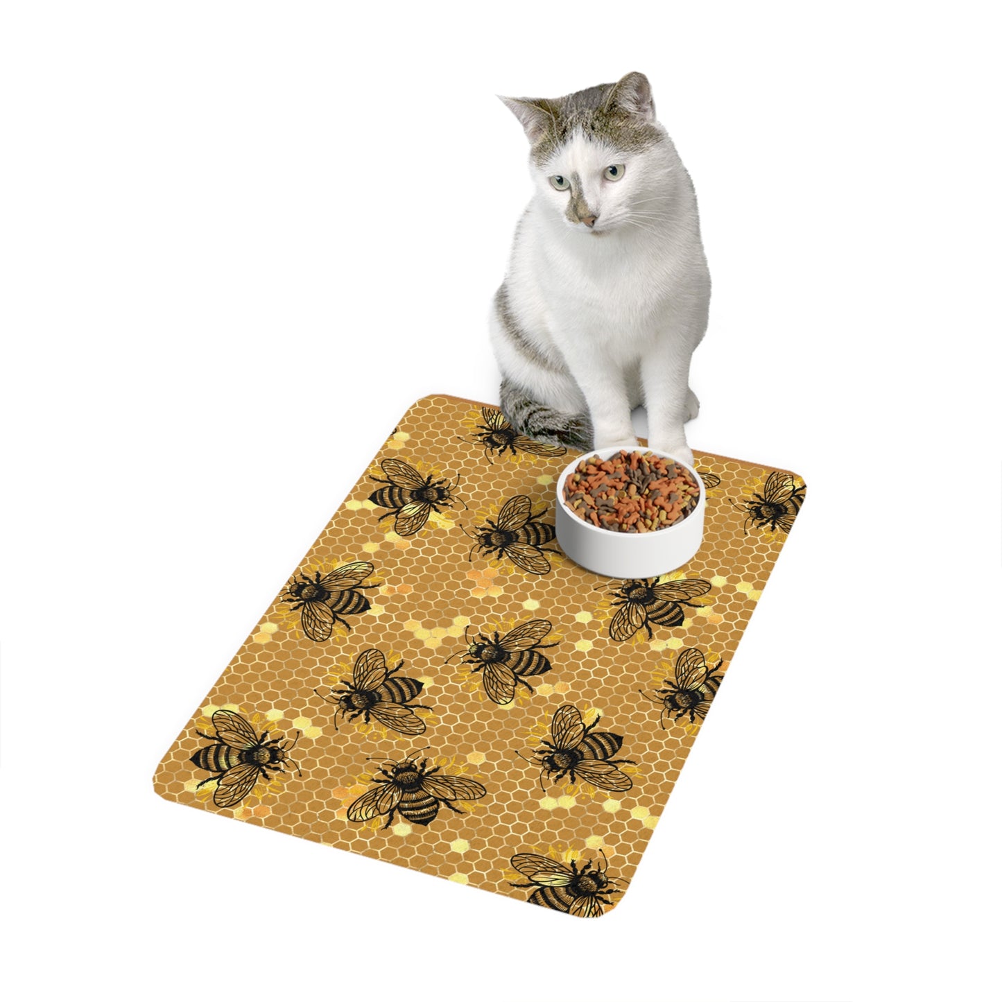 Pet Food Mat (12x18) Bee Yellow